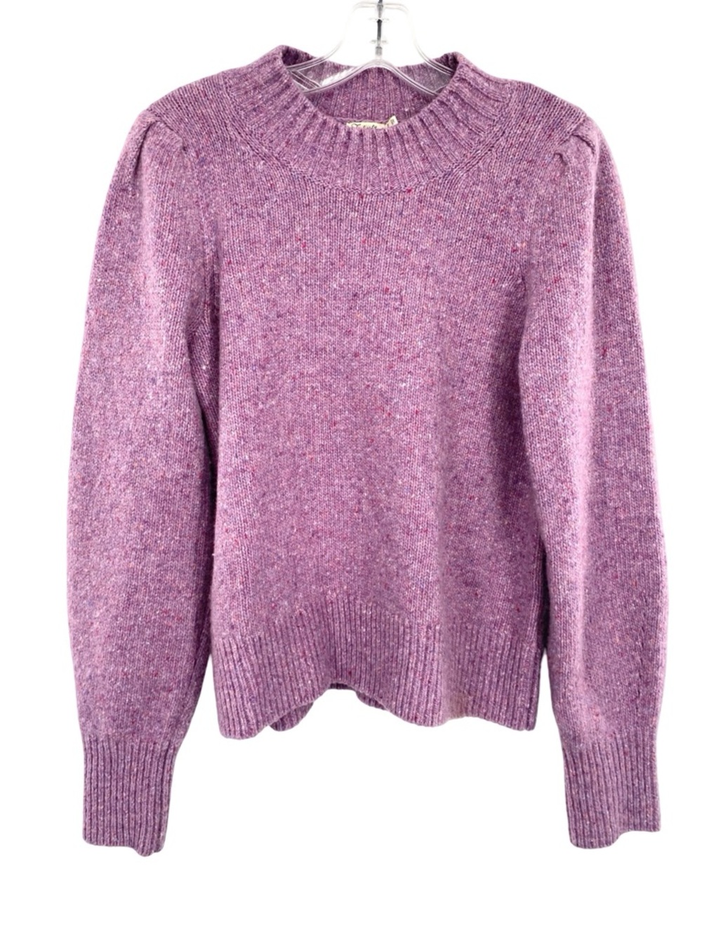Faherty Boone Merino Wool & Alpaca Blend Puff Sleeve Sweater in Lavender Frost